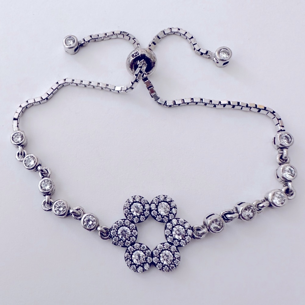 925 silver slider bracelet clear cubic zirconia cz stones lock tennis